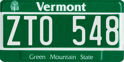 VT license plate ZTO548