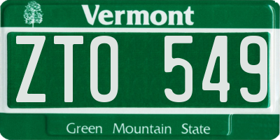 VT license plate ZTO549