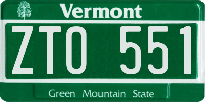 VT license plate ZTO551