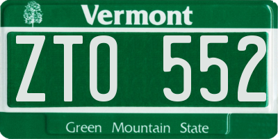 VT license plate ZTO552