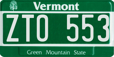 VT license plate ZTO553