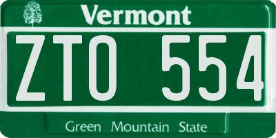 VT license plate ZTO554