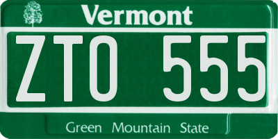 VT license plate ZTO555