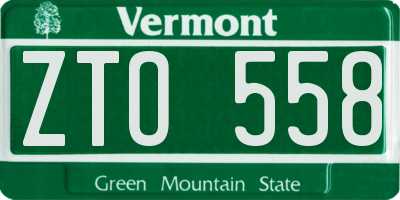 VT license plate ZTO558