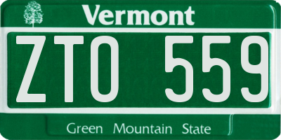 VT license plate ZTO559