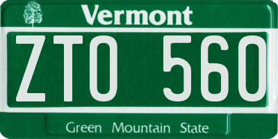 VT license plate ZTO560