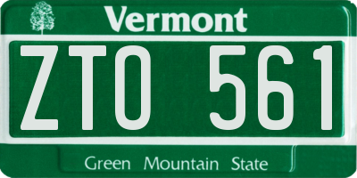 VT license plate ZTO561