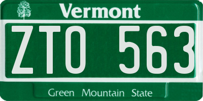 VT license plate ZTO563