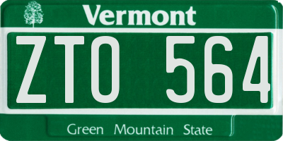 VT license plate ZTO564