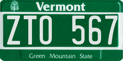 VT license plate ZTO567