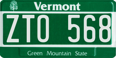 VT license plate ZTO568
