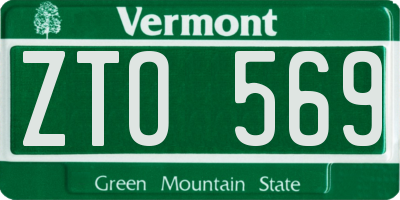 VT license plate ZTO569