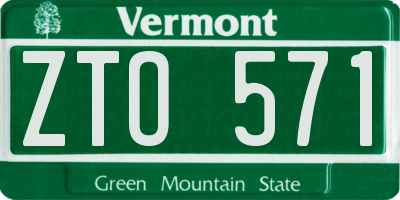 VT license plate ZTO571