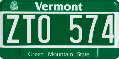 VT license plate ZTO574