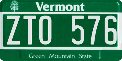 VT license plate ZTO576