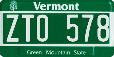 VT license plate ZTO578