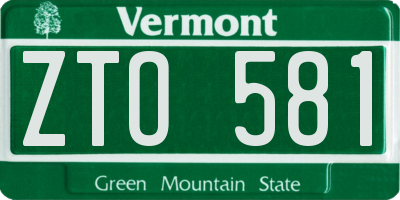 VT license plate ZTO581