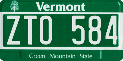 VT license plate ZTO584