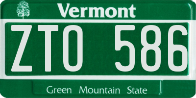 VT license plate ZTO586