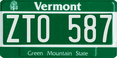 VT license plate ZTO587