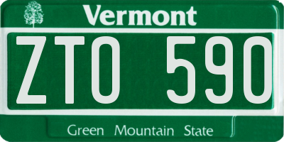 VT license plate ZTO590