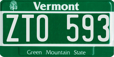 VT license plate ZTO593