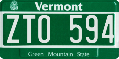 VT license plate ZTO594