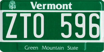 VT license plate ZTO596