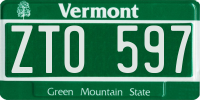 VT license plate ZTO597