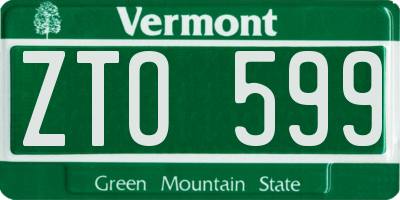 VT license plate ZTO599