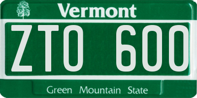 VT license plate ZTO600