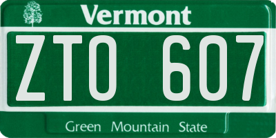 VT license plate ZTO607