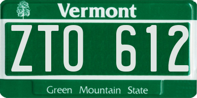 VT license plate ZTO612