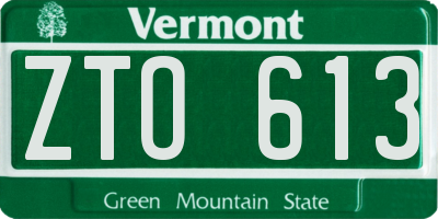 VT license plate ZTO613