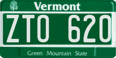 VT license plate ZTO620
