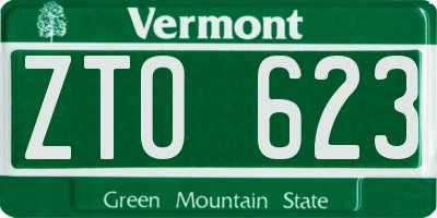 VT license plate ZTO623