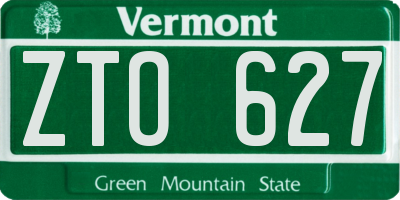 VT license plate ZTO627