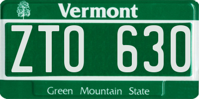 VT license plate ZTO630