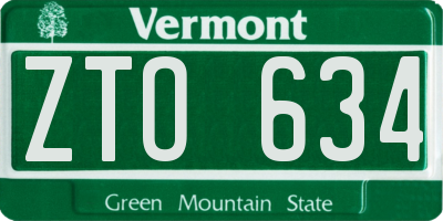 VT license plate ZTO634
