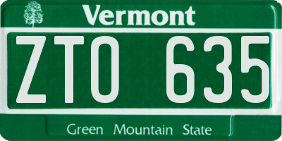 VT license plate ZTO635