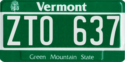 VT license plate ZTO637