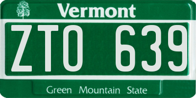 VT license plate ZTO639
