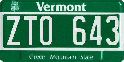 VT license plate ZTO643