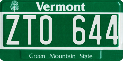 VT license plate ZTO644