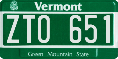 VT license plate ZTO651