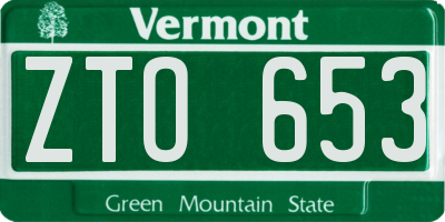 VT license plate ZTO653