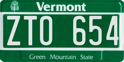 VT license plate ZTO654