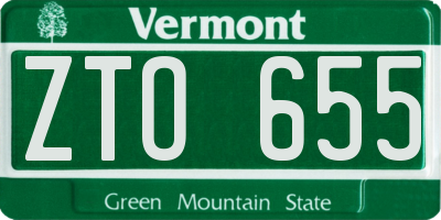 VT license plate ZTO655