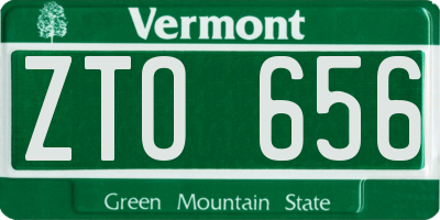 VT license plate ZTO656