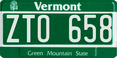 VT license plate ZTO658
